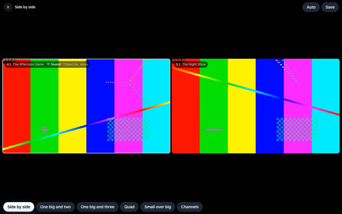 Two channels side by side
